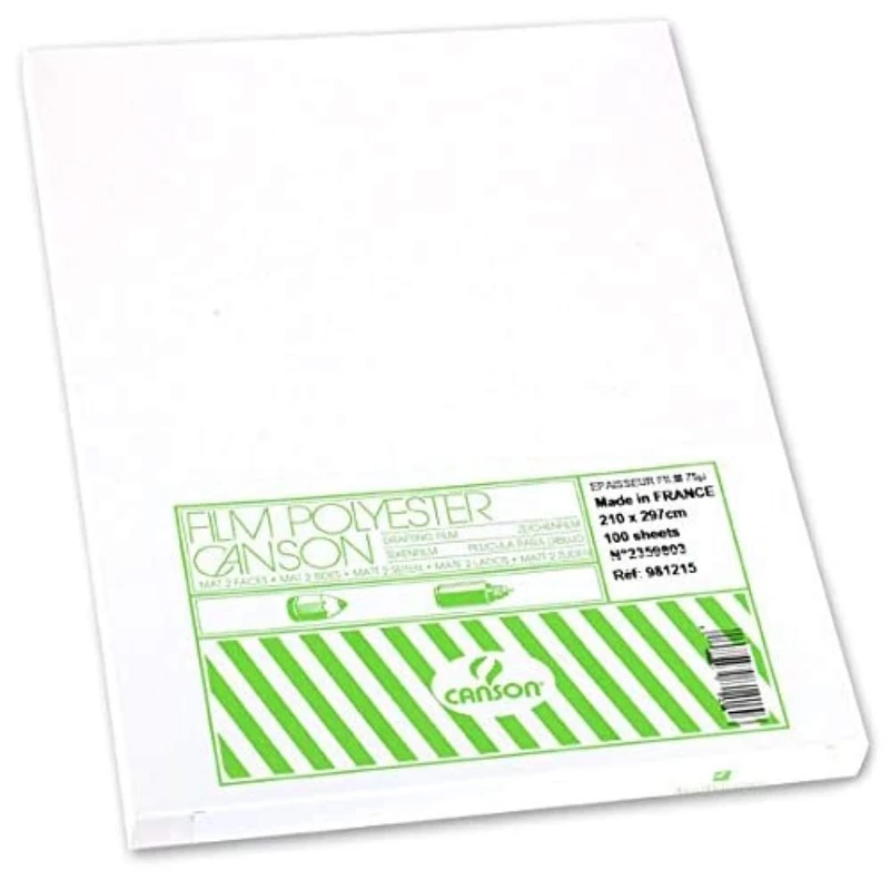 Canson A4 75 µ Translucent Mat Coated Polyester Film (Pack of 100 Sheets)