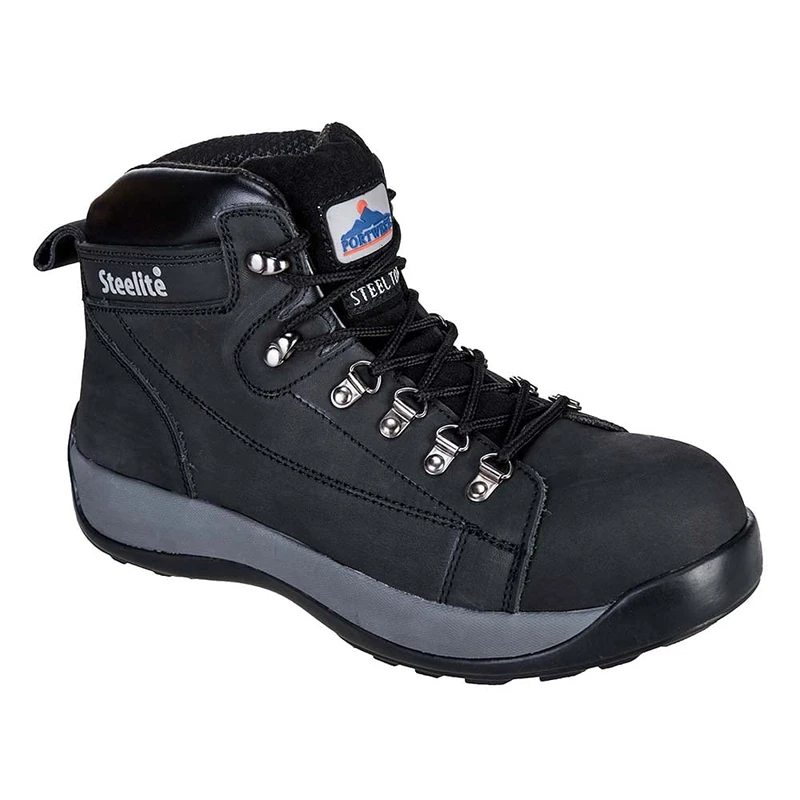 Portwest Steelite Mid Cut Nubuck Boot SB HRO, Size: 39, Colour: Black, FW31BKR39