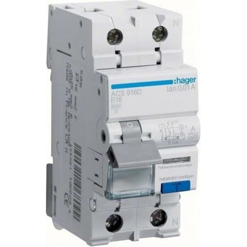 Hager ACS916D FI-LS 1P+N 6kA B-16A 10mA Type A QC