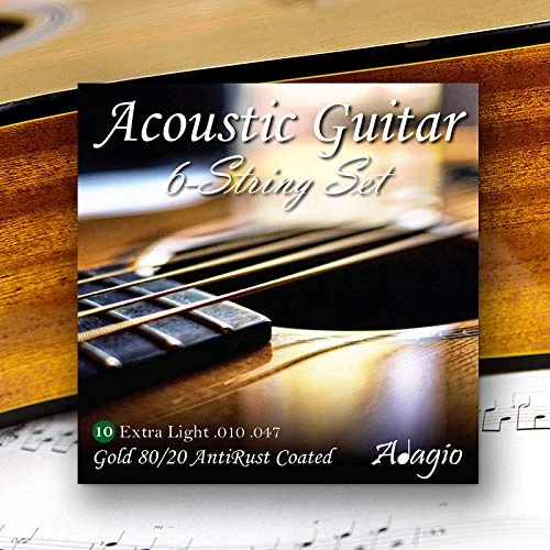 Adagio Premium Acoustic Guitar Strings - Pro Light Set With AntiRust Coating 10-47w