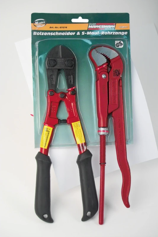 Mannesmann M67270 Bolt Cutter Set with S-Jaw Pipe Pliers in a Set