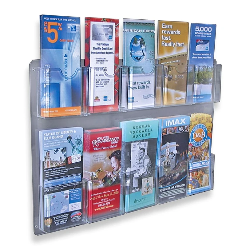 Azar Displays 252069 Ten-Pocket Wall Mount Brochure Holder, 2-Piece Set