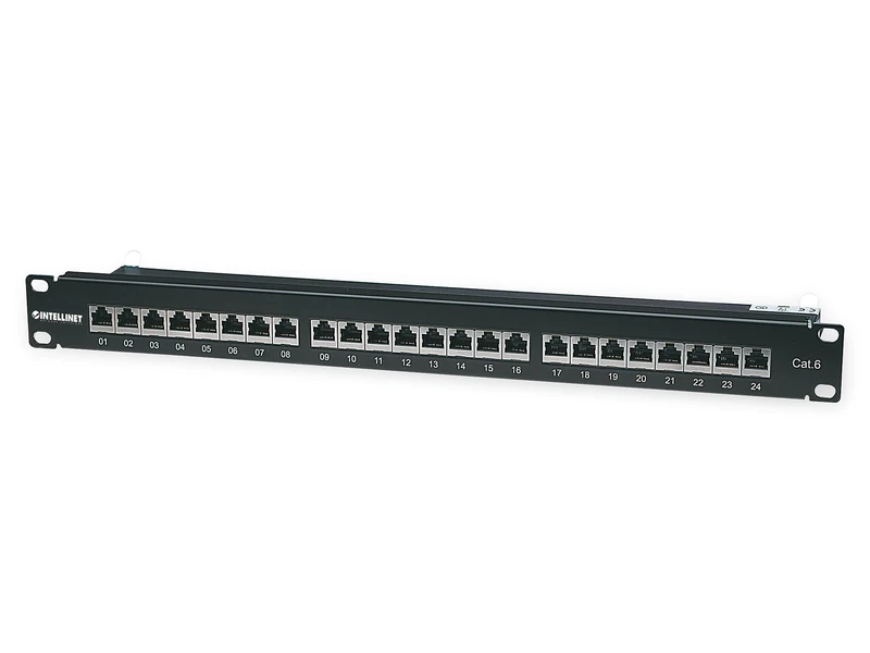 Manhattan Intellinet Cat6 FTP 24-Port 1U Shielded Network Patch Panel, Black