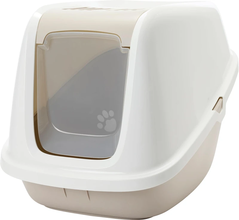 cat litter tray - Savic Nestor Giant - beige - XXL - closed - fold-down front - double carbon filter - 75.5x56x55.5