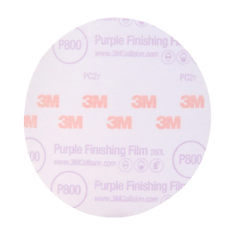 3M Hookit Purple Finishing Film Abrasive Disc 30670, 6 in, 800+ Grade, 50 Pack, Clear Coat Sanding, Paint Finishing, Defect Removal, Long Lasting