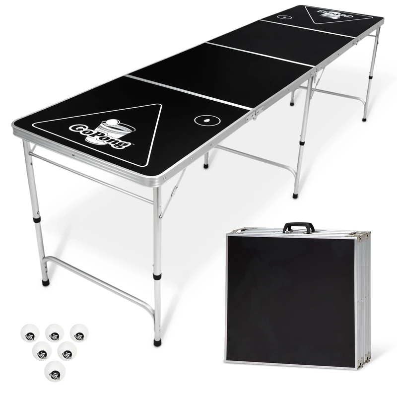 GoPong 8-Foot Portable Folding Beer Pong/Flip Cup Table (6 balls included)