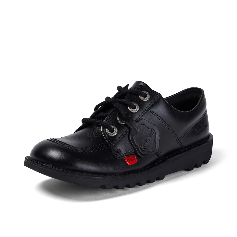 Kickers Kick Lo Y Core Youths Black Leather Shoes-EU 38