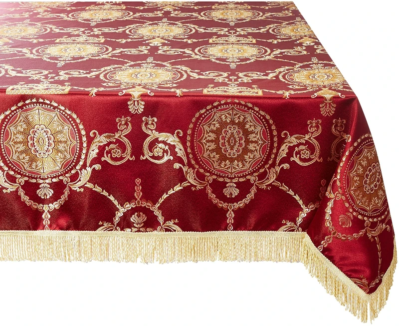 Violet Linen Prestige Damask Design Tablecloth Burgundy 60" by 120" Oblong/Rectangle