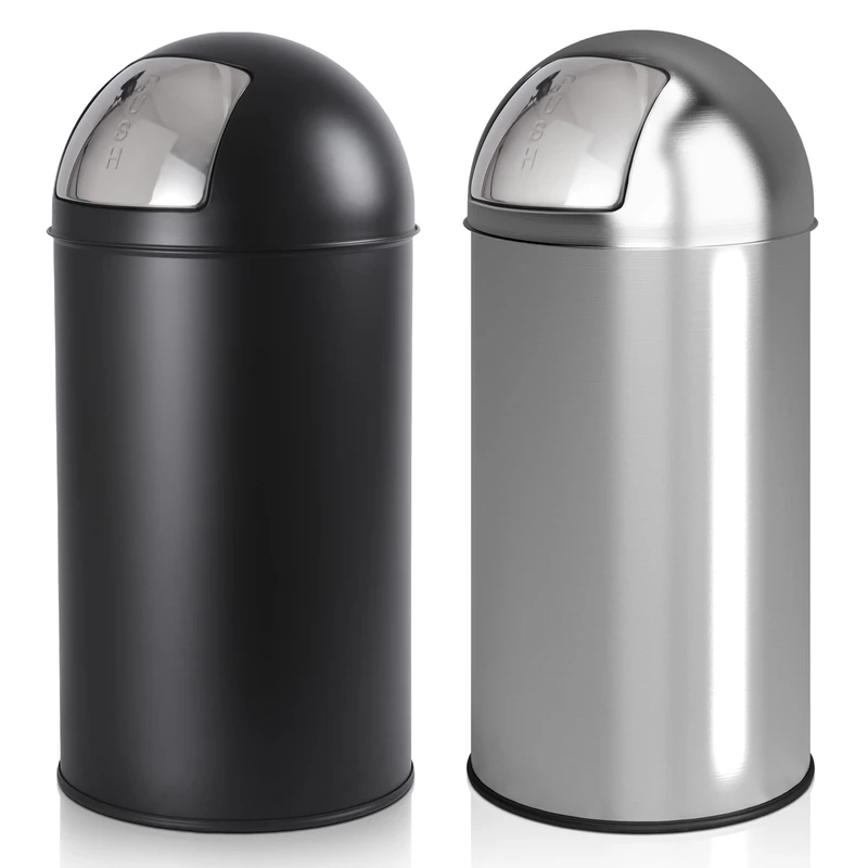 Jago® Indoor Trash Can – Swing Lid, 50l Capacity, Stainless Steel, Silver/Black – Push/Flap Rubbish Bin, Waste Basket, Dustbin, Container, Barrel, Bucket for Kitchen, Bathroom, Bedroom Office (Silver)