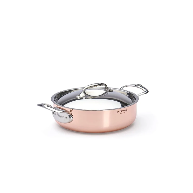 De Buyer 6241.24 Prima Matera Sauté Pan with Magnetic Bottom and Stainless Steel Lid, 24 cm Diameter