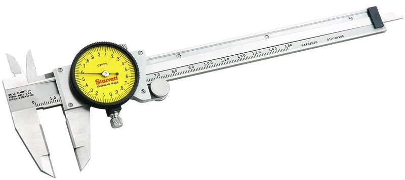 Starrett 120MX-150 Dial Calliper, Stainless Steel, Yellow Face, 0-150 mm Range, +/-0.03 mm Accuracy, 0.02 mm Resolution