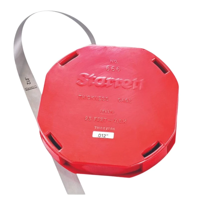 Starrett 666-12 Steel Thickness Feeler Gage Coil, 0.012" Thickness, 1/2" Width, 25' Length