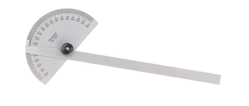 Starrett C182 Satin Chrome Protractor, 0-180 Degree Range, 6" Blade Length