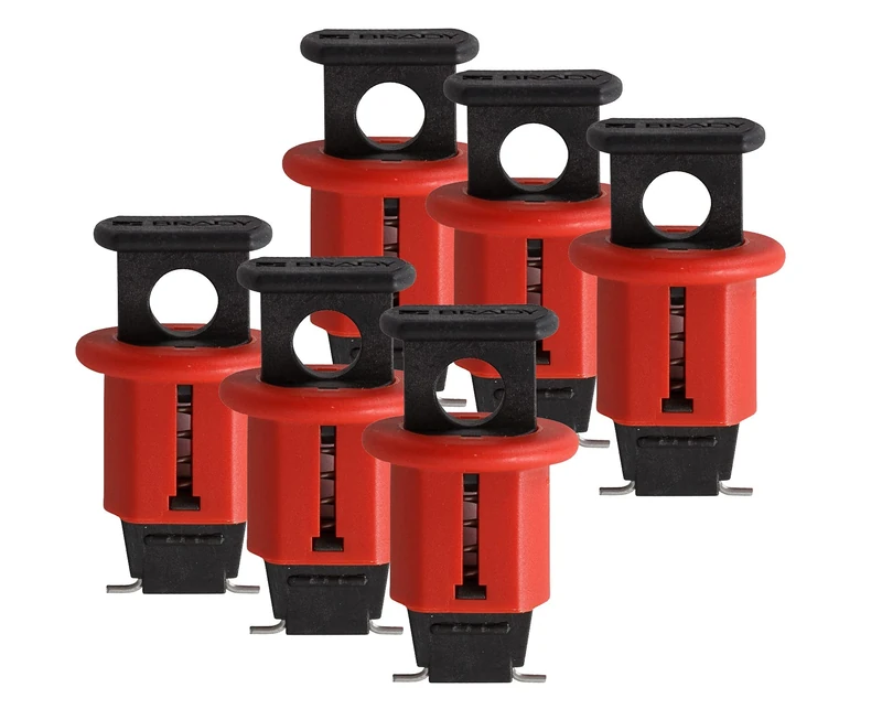 Brady 90845 Miniature Circuit Breaker Lockout Systems, 24.13mm x 41.7mm x 24.10mm x 13.72mm, POS, Red, Pack of 6