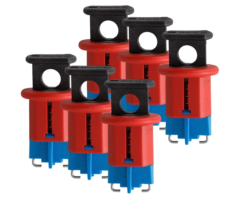 Brady 90848 Miniature Circuit Breaker Lockout Systems, 24.13mm x 41.7mm x 24.10mm x 13.72mm, PIS, Red, Pack of 6