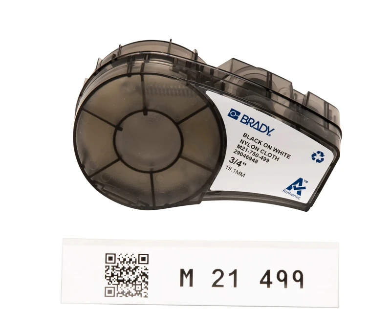 Brady Nylon Cloth Label Tape for Label Printer M211 & M210 - Self Adhesive Nylon Fabric & Waterproof Tape Printer Labels - Black on White (19.05mm x 4.88m) - M21-750-499 - Image 1
