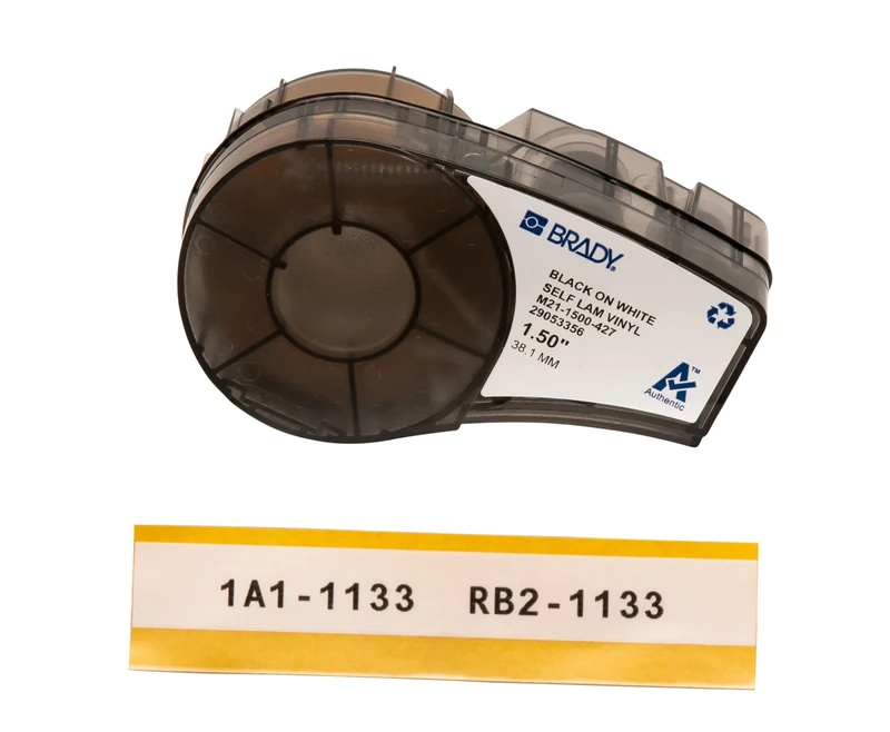 Brady Self-Laminating Vinyl Tape for BMP21-PLUS; BMP21-LAB; BMP21, 38.10 mm x 4.30 m, Black on White, Transparent
