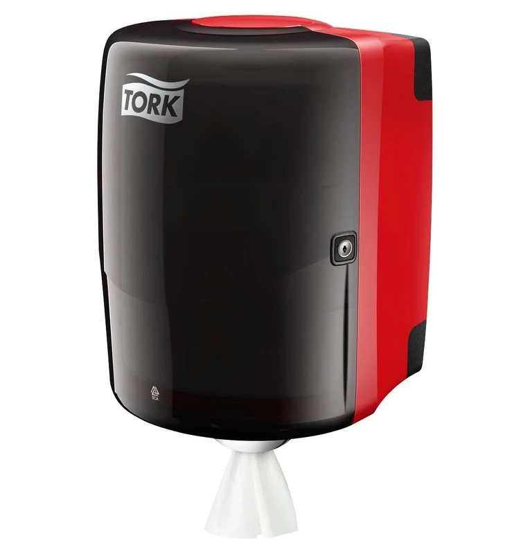 Tork Centrefeed Dispenser Red and Smoke W2, Robust Design, Performance Range, 44.7 cm x 32.8 cm x 30.2 cm, 653008