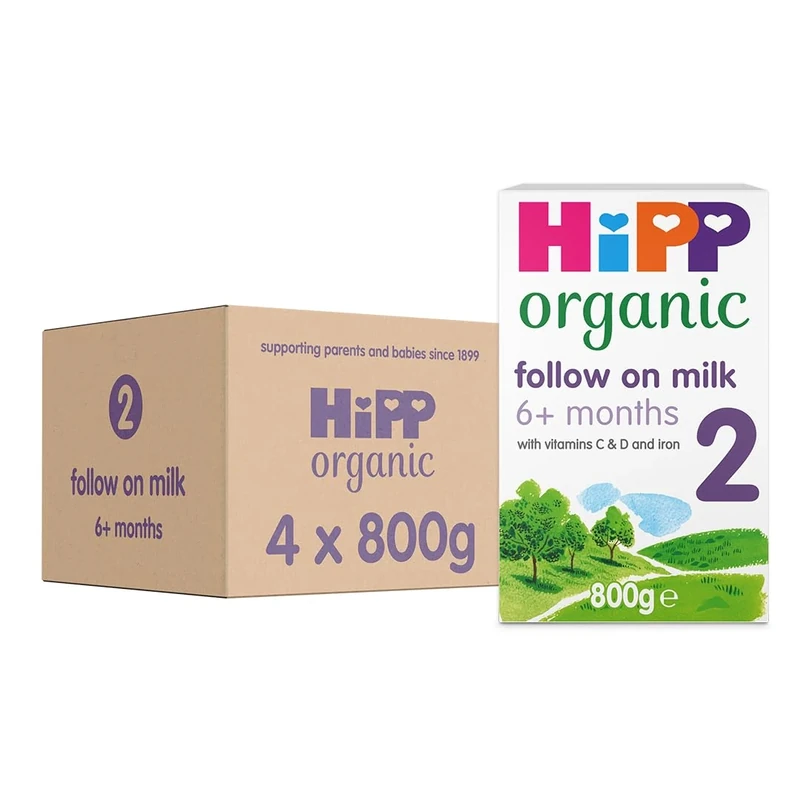 HiPP Organic 2 Follow on Baby Milk Powder Formula, From 6 Months, 800g (Pack of 4)