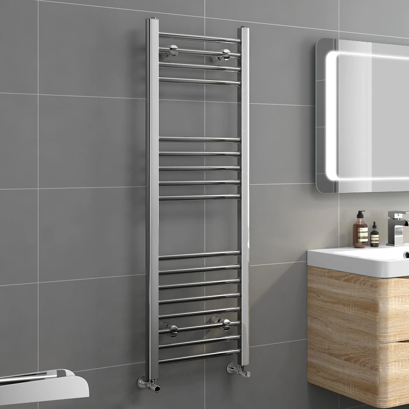 iBathUK | 1200 x 400 Straight Heated Towel Rail Chrome Bathroom Radiator