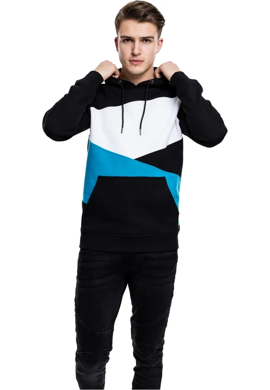 Urban Classics Men's Zig Zag Hoody Sports Hoodie, Blk/Tur/Wh, M - Image 1