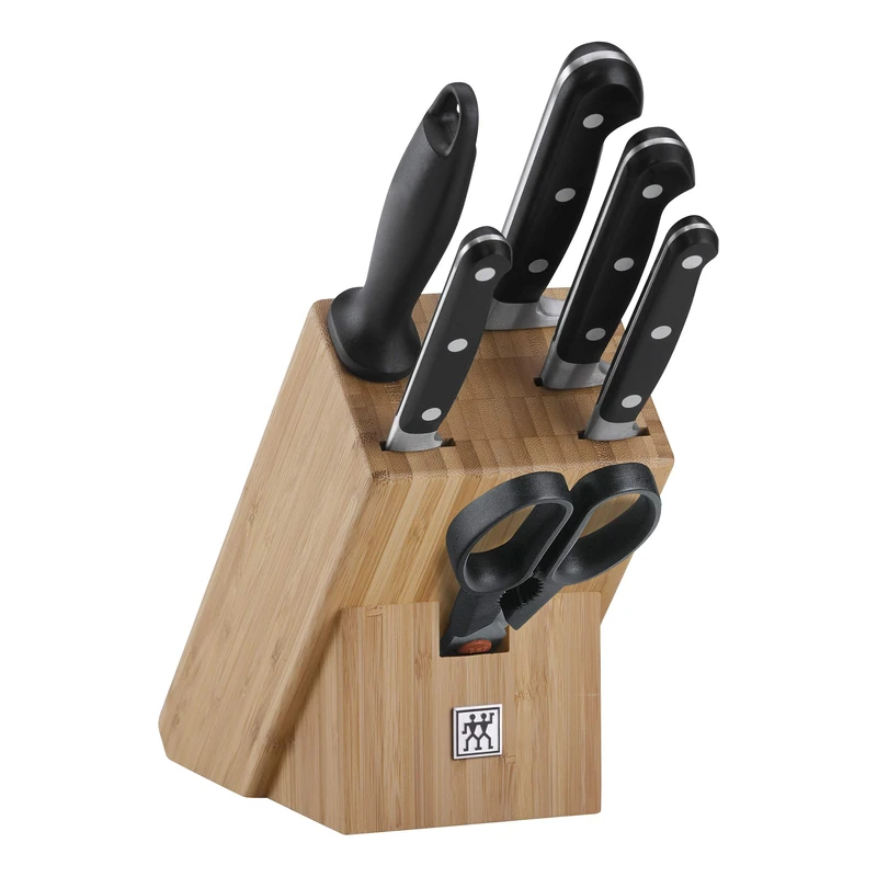 Zwilling Knife Block, 7 pcs, Bamboo Block, Knife and Scissors made of Special Stainless Steel/Plastic Handle, Professional S, Brown