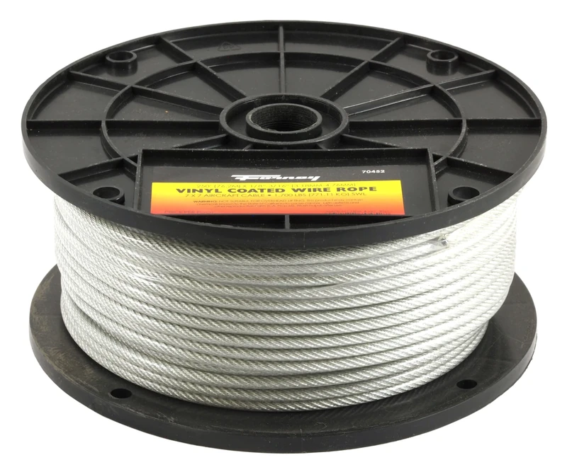 Forney 70452 1/8-Inch-3/16-Inch Vinyl Coated Galvanized Wire Rope Aircraft Cable, 250-Feet - Image 1