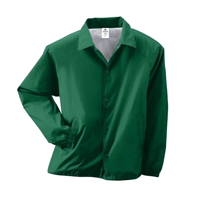 Augusta Sportswear Men's Nylon Coach's Jacket/Lined, Dark Green, XL
