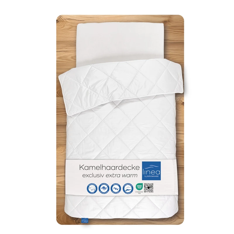 LINEA Camel Hair Blanket - Extra Warm, 200 x 200 cm, 100% Camel Hair