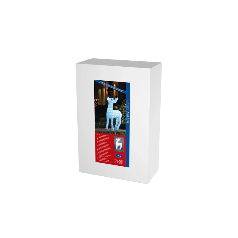 "Konstsmide Outside Lights LED Acrylic Decoration ""Medium Standing Reindeer"" / Outdoor Lighting (IP44) / 176 Ice White LEDs / Transparent Cable", 6121-203EE