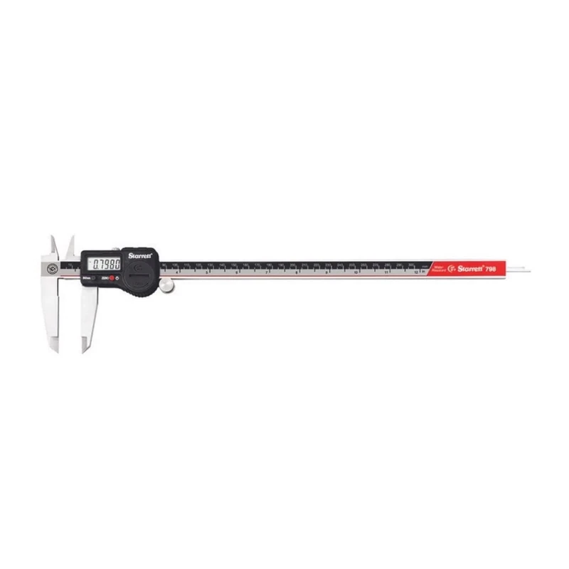 Starrett 798A-12/300 Digital Calliper, Stainless Steel, Battery Powered, Inch/Metric, 0-12" Range, +/-0.001" Accuracy, 0.0005" Resolution, Meets DIN 862 Specifications