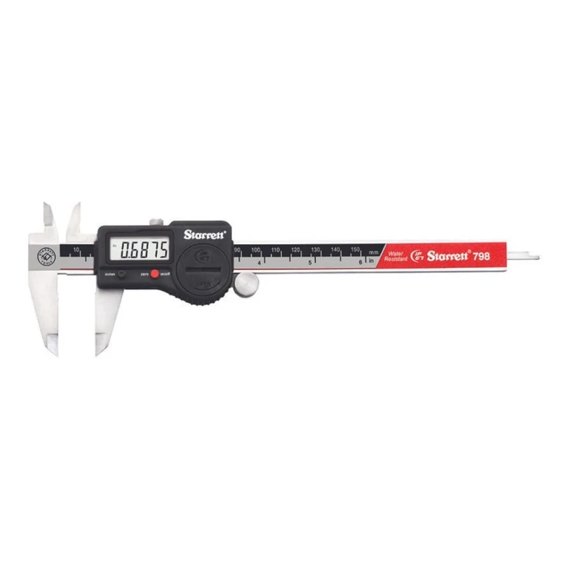 Starrett 798B-6/150 Digital Calliper, Stainless Steel, Battery Powered, Inch/Metric, 0-6" Range, +/-0.001" Accuracy, 0.0005" Resolution, Meets DIN 862 Specifications