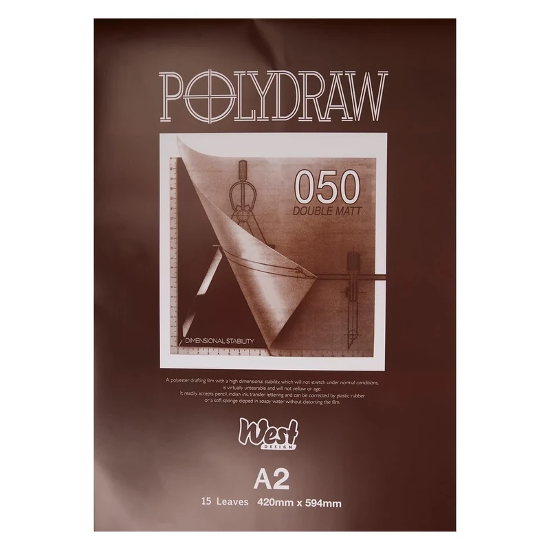 West Polydraw Drafting Film A2 Pad with 15 Sheets