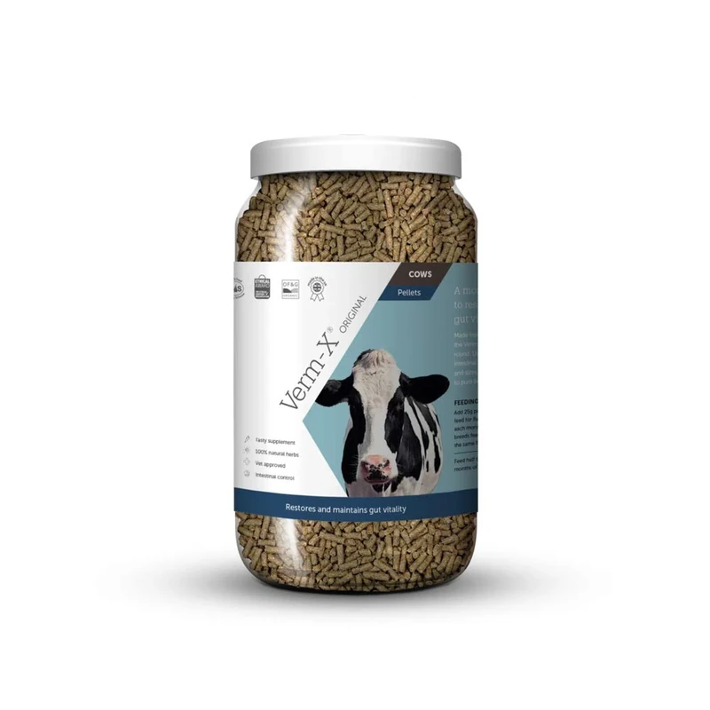 Verm-X Original All Natural Pellets for Cows. Approved for Use on Organic Farms. Supports Intestinal Hygiene. Vet Approved. Restores and Maintains Gut Vitality. Wormwood Free Recipe.