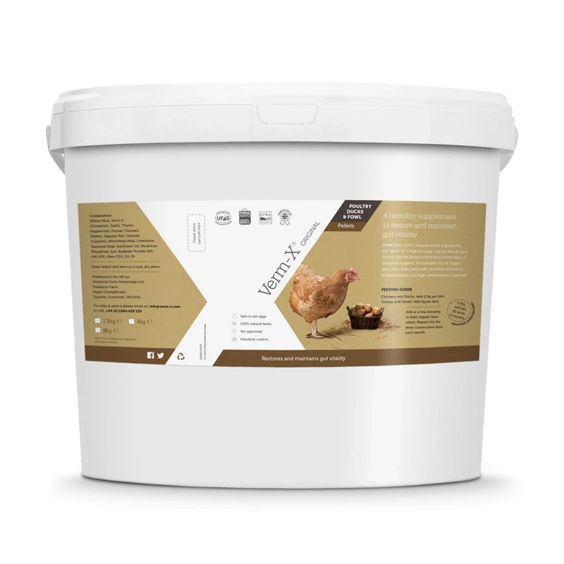 Verm-X All Natural Pellets for all Poultry. Supports Intestinal Hygiene. Vet Approved. UFAS Assured. Restores and Maintains Gut Vitality. Wormwood Free Recipe.