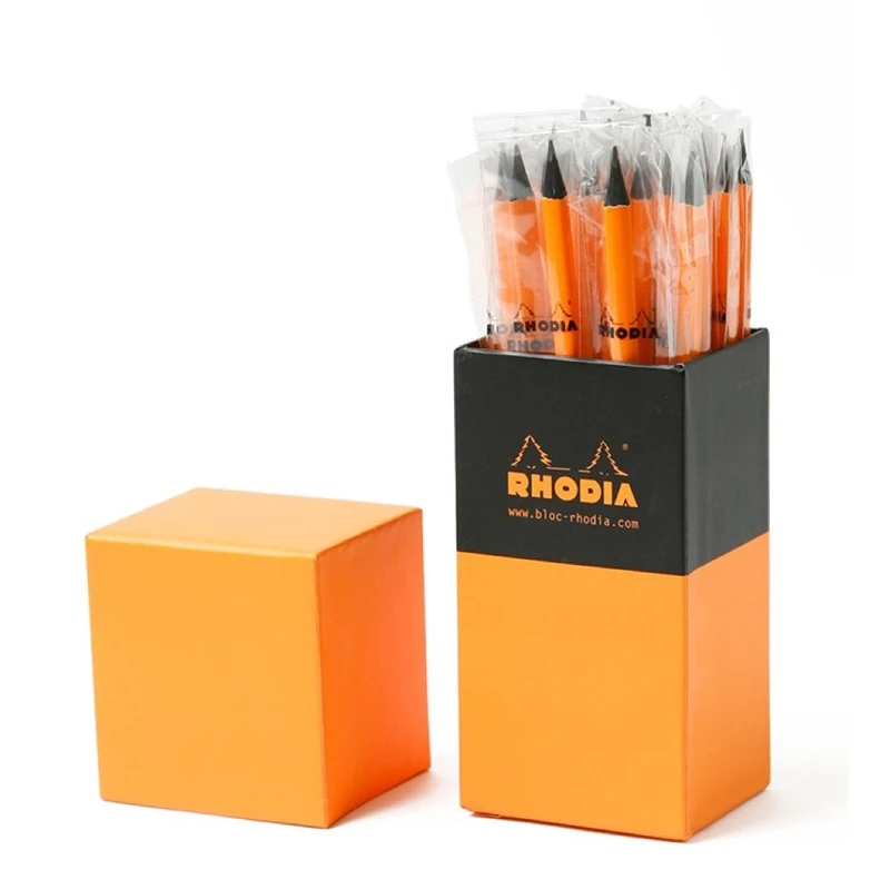 RHODIA 9020C - Box of 25 Hb Graphite Pencils - for flexible and pleasant writing - Ergonomic triangular body in black stained wood, black eraser and ferrule - Image 1