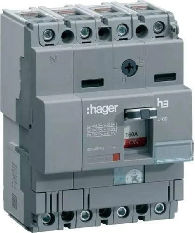 Hager X160 – Automatic Switch X160 4p4d 25 KA 160 A TM Adjustable Fixed/or
