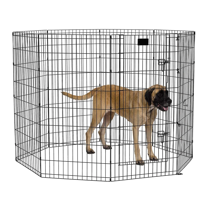MidWest Homes for Pets Foldable Metal Dog Exercise Pen/Pet Playpen, Black w/door, 24'W x 48'H, 1-Year Manufacturer's Warranty