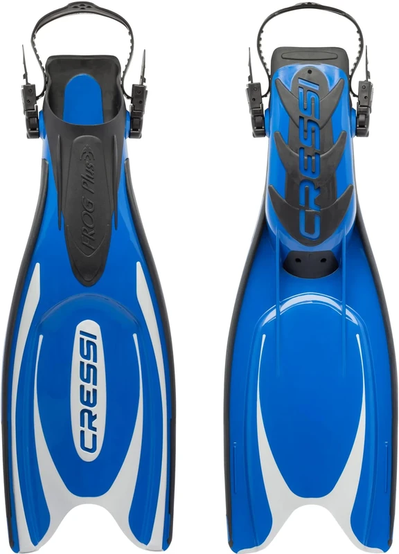 Cressi Frog Plus Open Heel Scuba Dive Fins (Made in Italy), Blue/Silver, XS/S-4.5/5.5