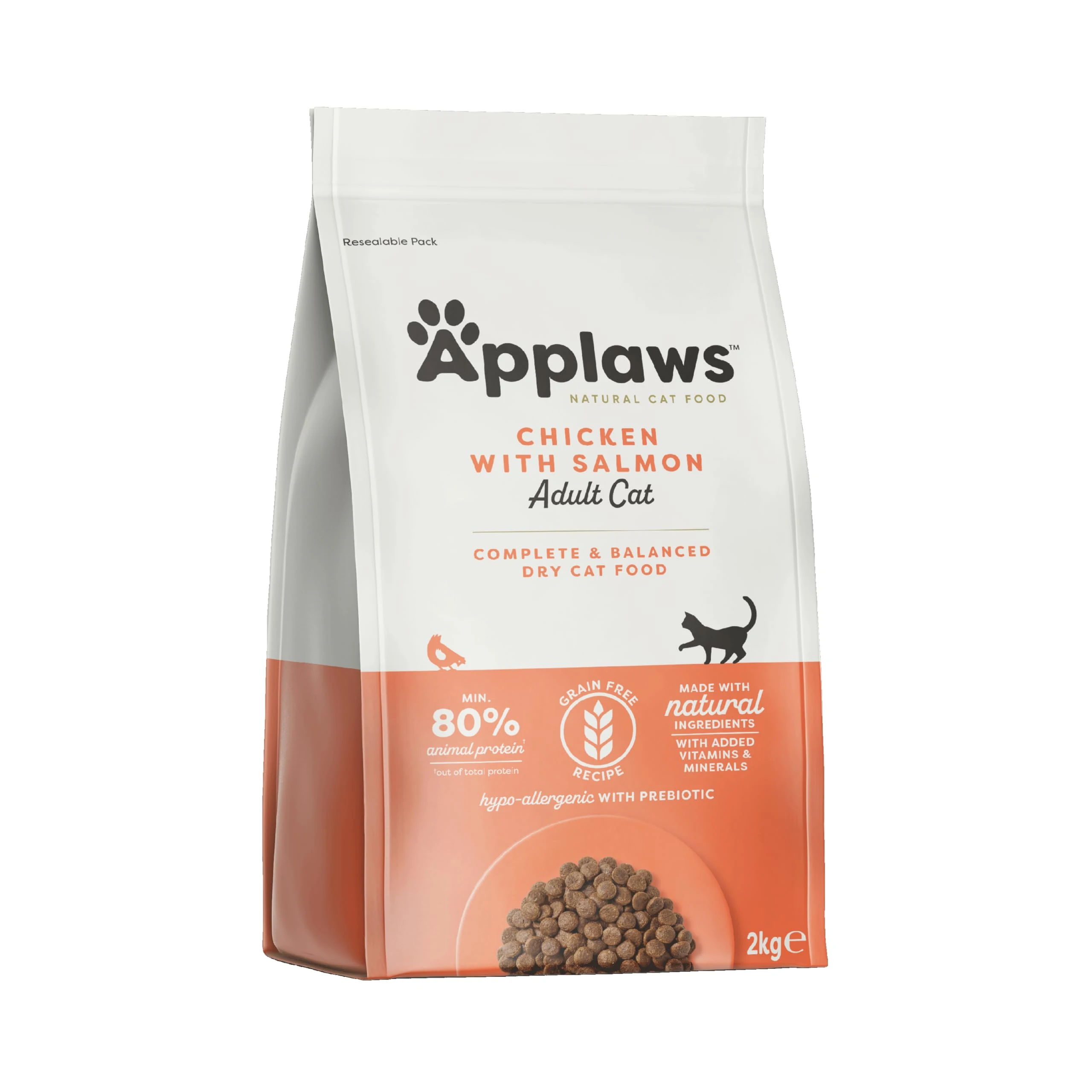 Applaws Complete and Grain Free Dry Adult Cat Food, Chicken with Salmon, 2kg (Pack of 1)