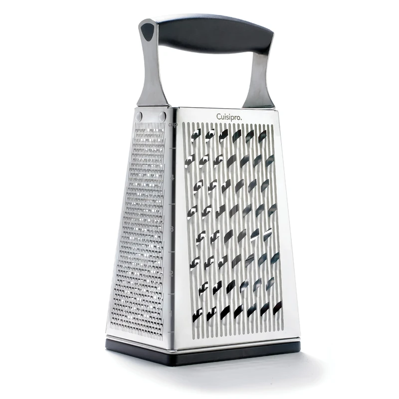 Cuisipro 4-Sided Box Grater, Sharp Stainless Steel, Non-Slip, Rust Resistant