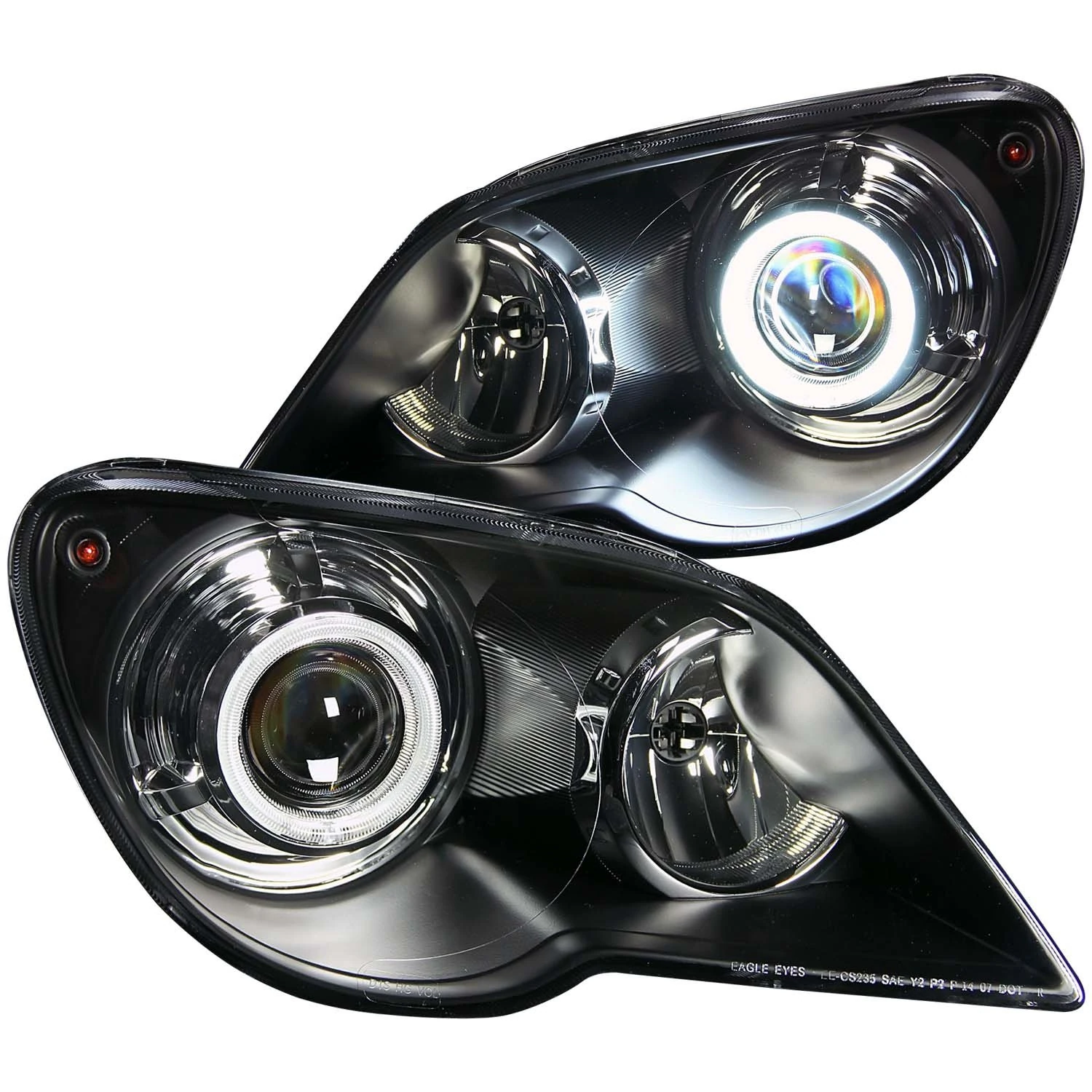 AnzoUSA 111188 Black Clear Projector Halo Headlight for Chrysler Pacifica - (Sold in Pairs)