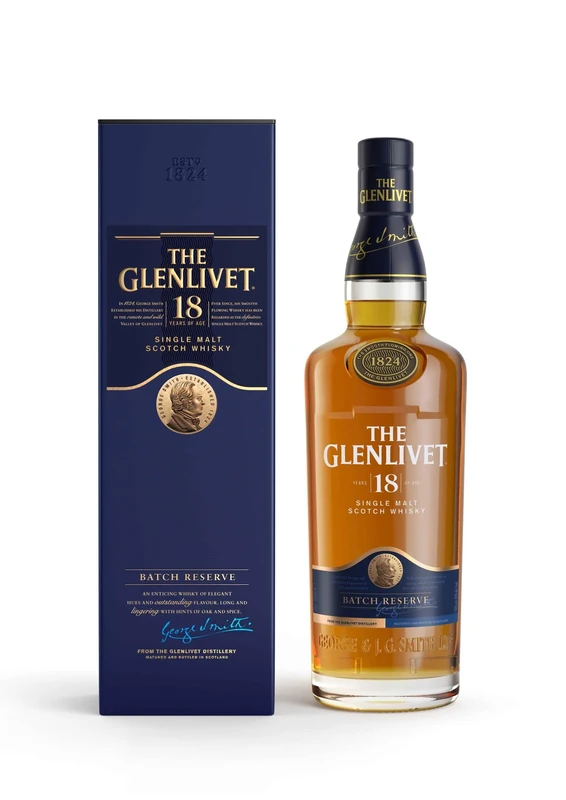 The Glenlivet 18 Year Old Single Malt Scotch Whisky, 70 cl with Gift Box