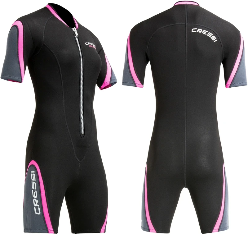Cressi Women's Shortie Women s Playa Shorty Wetsuit Black Red Black Pink Medium, Black Pink, M UK