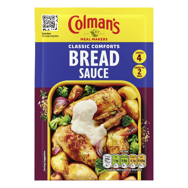 Colman's Classic Comforts Bread Sauce Meal Maker perfect with roast turkey or chicken quick to prepare sauce mix 40 g