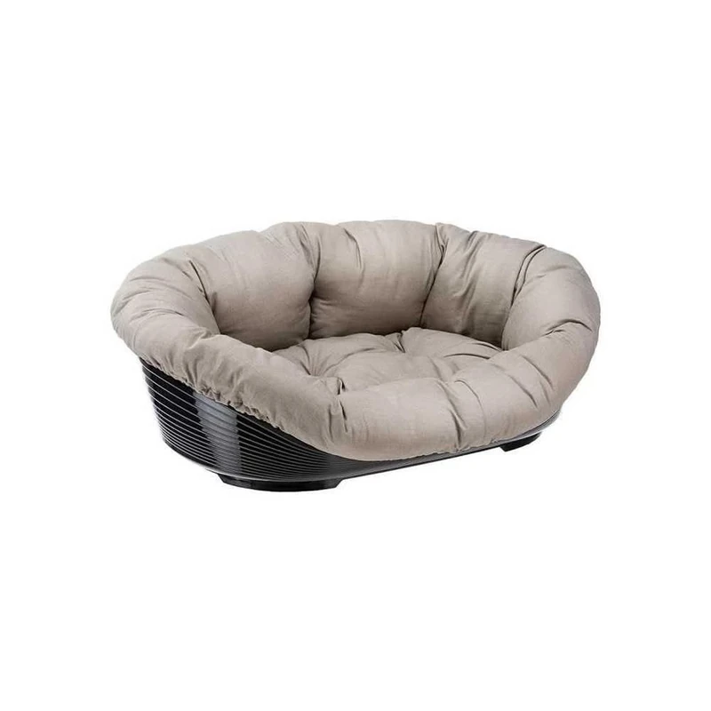 Ferplast Plastic Dog Bed, Cat Bed with Cushion SOFA' 6 in Washable Cotton, Dog Bed with Padded Cushion, Plastic Cat Dog Basket, Perforated Bottom and Chin-Rest, Anti-Slip, 73 x 55 x h 27 cm, Dove
