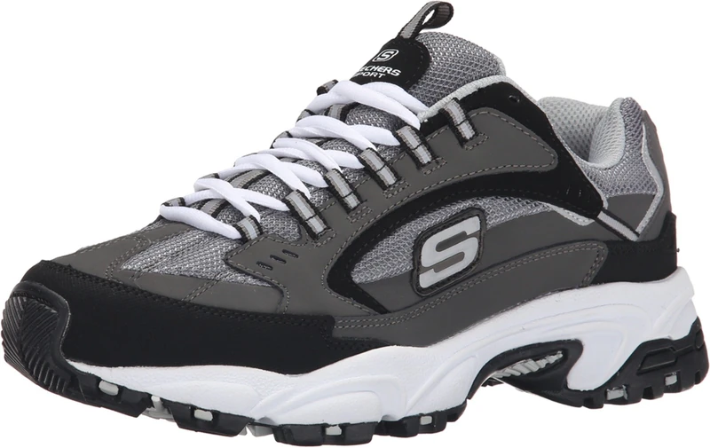 Skechers Sport Men's Stamina Nuovo Cutback Lace-Up Sneaker, Charcoal/Black, 9 WW