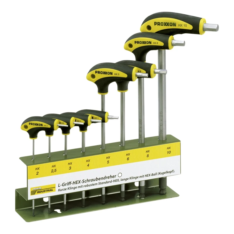 PROXXON 2222650 2222650-Set 8 destornilladores L-Hex, Black, SW 2/2.5/3/4/5/6/8/10