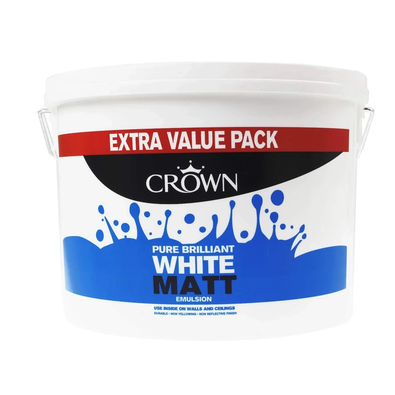 CROWN Matt Emulsion Paint 7.5L Pure Brilliant White