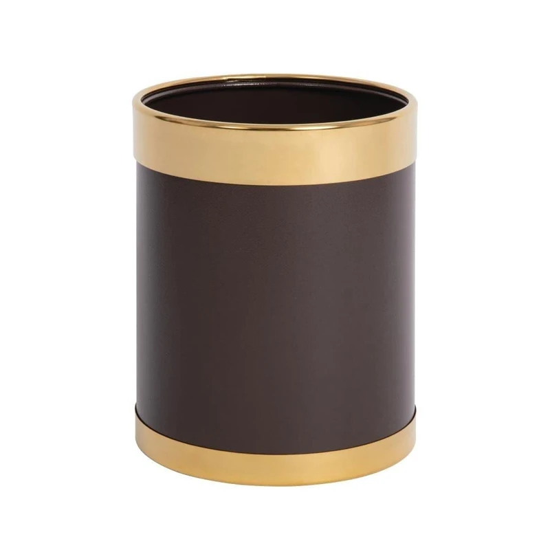 Bolero Waste Paper Bin with Gold Rim Dustbin Rubbish 280X224mm Commercial - Image 1